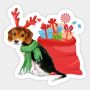 Christmas Beagle Sticker